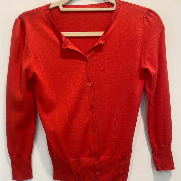 Red Cardigan/T-Shirt Sweater Set - Picture 2 of 5